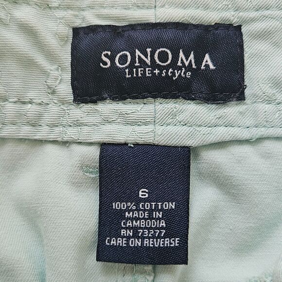 Sonoma Life Style Capri Pants Womens 6 Mint Green Pockets 28x20.5 Mid Rise - Picture 3 of 9